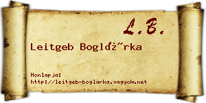 Leitgeb Boglárka névjegykártya